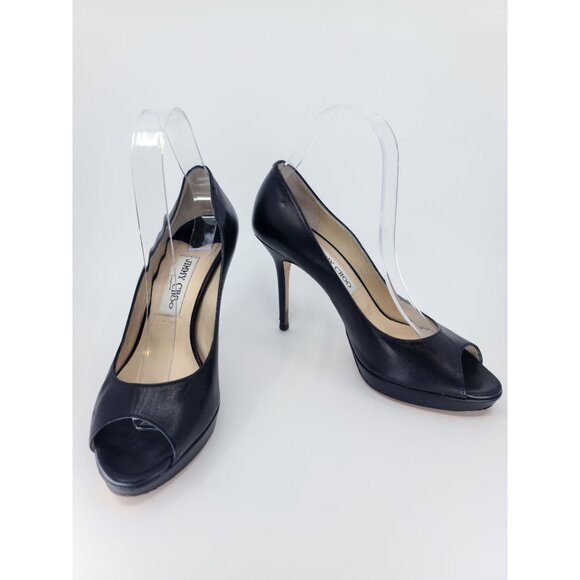 Jimmy Choo Black Open Toe Pumps Size 39 - Picture 2 of 6